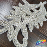 Silver Crystal Beaded Rhinestone Motif Applique (sold by pair), RA-232