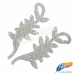 Silver Crystal Beaded Rhinestone Motif Applique (sold by pair), RA-232