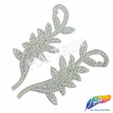 Silver Crystal Beaded Rhinestone Motif Applique (sold by pair), RA-232