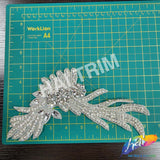 Silver Crystal Beaded Rhinestone Motif Applique, RA-233