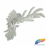 Silver Crystal Beaded Rhinestone Motif Applique, RA-233