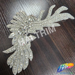 Silver Crystal Beaded Rhinestone Motif Applique, RA-233
