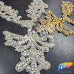V-Shape Beaded Rhinestone Motif Applique, RA-235