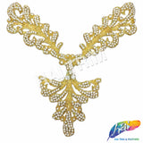 V-Shape Beaded Rhinestone Motif Applique, RA-235