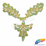 V-Shape Beaded Rhinestone Motif Applique, RA-235