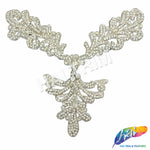V-Shape Beaded Rhinestone Motif Applique, RA-235