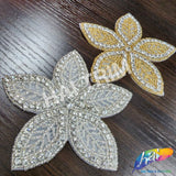 Flower Beaded Rhinestone Applique, RA-236