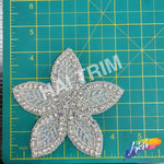 Flower Beaded Rhinestone Applique, RA-236