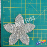 Flower Beaded Rhinestone Applique, RA-236