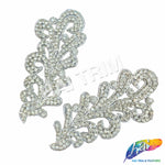 Silver/Crystal Beaded Rhinestone Motif Applique (sold by pair), RA-238