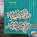 Silver/Crystal Beaded Rhinestone Motif Applique (sold by pair), RA-238