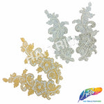 Beaded Rhinestone Flower Motif Applique (sold by pair), RA-239