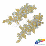 Beaded Rhinestone Flower Motif Applique (sold by pair), RA-239