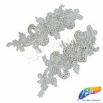 Beaded Rhinestone Flower Motif Applique (sold by pair), RA-239