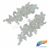 Beaded Rhinestone Flower Motif Applique (sold by pair), RA-239