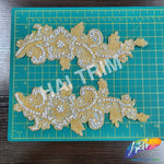 Beaded Rhinestone Flower Motif Applique (sold by pair), RA-239