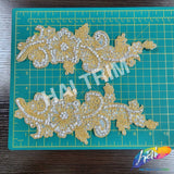 Beaded Rhinestone Flower Motif Applique (sold by pair), RA-239