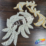 Beaded Rhinestone Motif Applique (sold by pair), RA-240