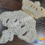 Crown Beaded Rhinestone Applique, RA-245