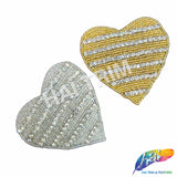 Heart Beaded Rhinestone Applique, RA-246