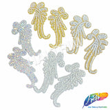 Beaded Rhinestone Motif Applique (sold by pair), RA-247
