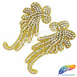 Beaded Rhinestone Motif Applique (sold by pair), RA-247