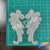 Beaded Rhinestone Wing Motif Applique (sold by pair), RA-247