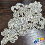 Silver Crystal Beaded Rhinestone Motif Applique, RA-253