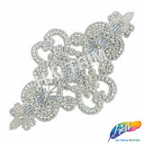 Silver Crystal Beaded Rhinestone Motif Applique, RA-253