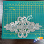 Silver Crystal Beaded Rhinestone Motif Applique, RA-253