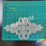 Silver Crystal Beaded Rhinestone Motif Applique, RA-253