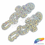 Beaded Rhinestone Motif Applique (sold by pair), RA-254