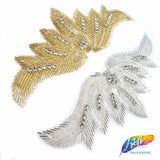 Beaded Rhinestone Wing Motif Applique, RA-255