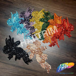 SALE! Flower Beaded Rhinestone Motif Applique on Lace (Sold by Pair), RA-300