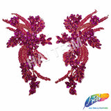 SALE! Flower Beaded Rhinestone Motif Applique on Lace (Sold by Pair), RA-300