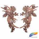 SALE! Flower Beaded Rhinestone Motif Applique on Lace (Sold by Pair), RA-300
