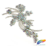 SALE! Flower Beaded Rhinestone Motif Applique on Lace (Sold by Pair), RA-300