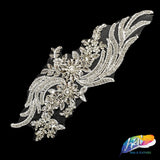 SALE! Flower Beaded Rhinestone Motif Applique on Lace (Sold by Pair), RA-301