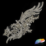 SALE! Flower Beaded Rhinestone Motif Applique on Lace (Sold by Pair), RA-301