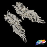 SALE! Flower Beaded Rhinestone Motif Applique on Lace (Sold by Pair), RA-301