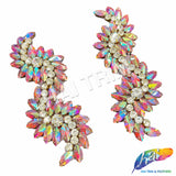 Pink AB Fancy Wavy Rhinestone Motif Applique (sold by pair), RA-082-1