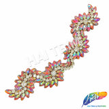 Pink AB Fancy Wavy Rhinestone Motif Applique, RA-082-2