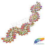 Pink AB Fancy Wavy Rhinestone Motif Applique, RA-082-2
