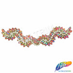 Pink AB Fancy Wavy Rhinestone Motif Applique, RA-082-2