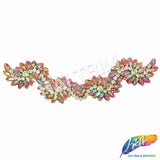Pink AB Fancy Wavy Rhinestone Motif Applique, RA-082-2