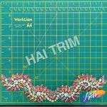 Pink AB Fancy Wavy Rhinestone Motif Applique, RA-082-2