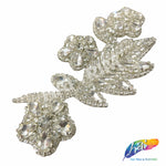 Beaded Rhinestone Flower Motif Applique on Felt, RA-252