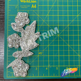 Beaded Rhinestone Flower Motif Applique on Felt, RA-252