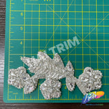 Beaded Rhinestone Flower Motif Applique on Felt, RA-252