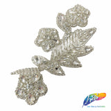 Beaded Rhinestone Flower Motif Applique on Felt, RA-252